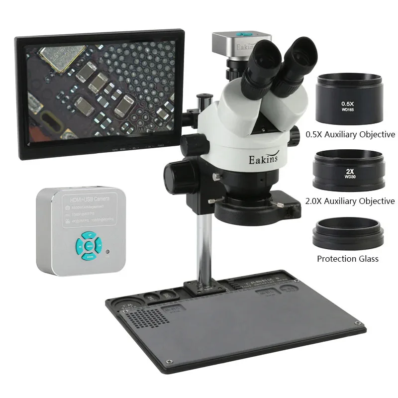 Simul-Focal Industrial Microscope 4K Hdmi - 7X 45X Zoom Industrial simulfocal HDMI