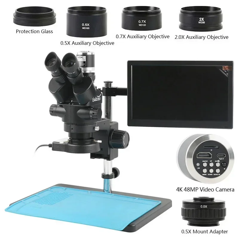 Trinocular Stereo Microscope 7X-45X - Microscopio estéreo Trinocular Focal Simul 3.5X