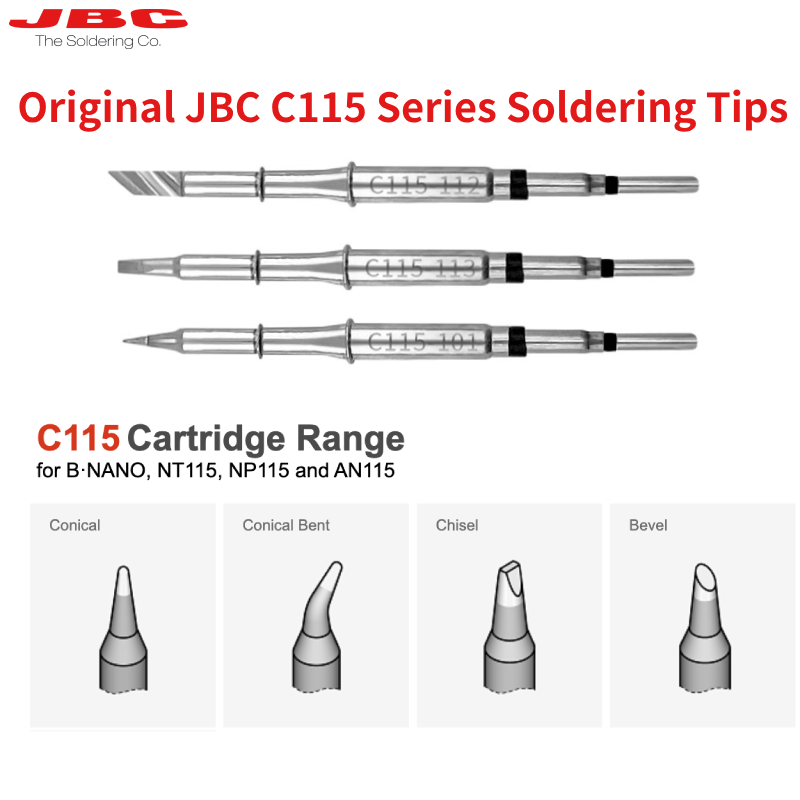 C115 Nano Soldering Iron Station - Cartuchos originales JBC C115, puntas de