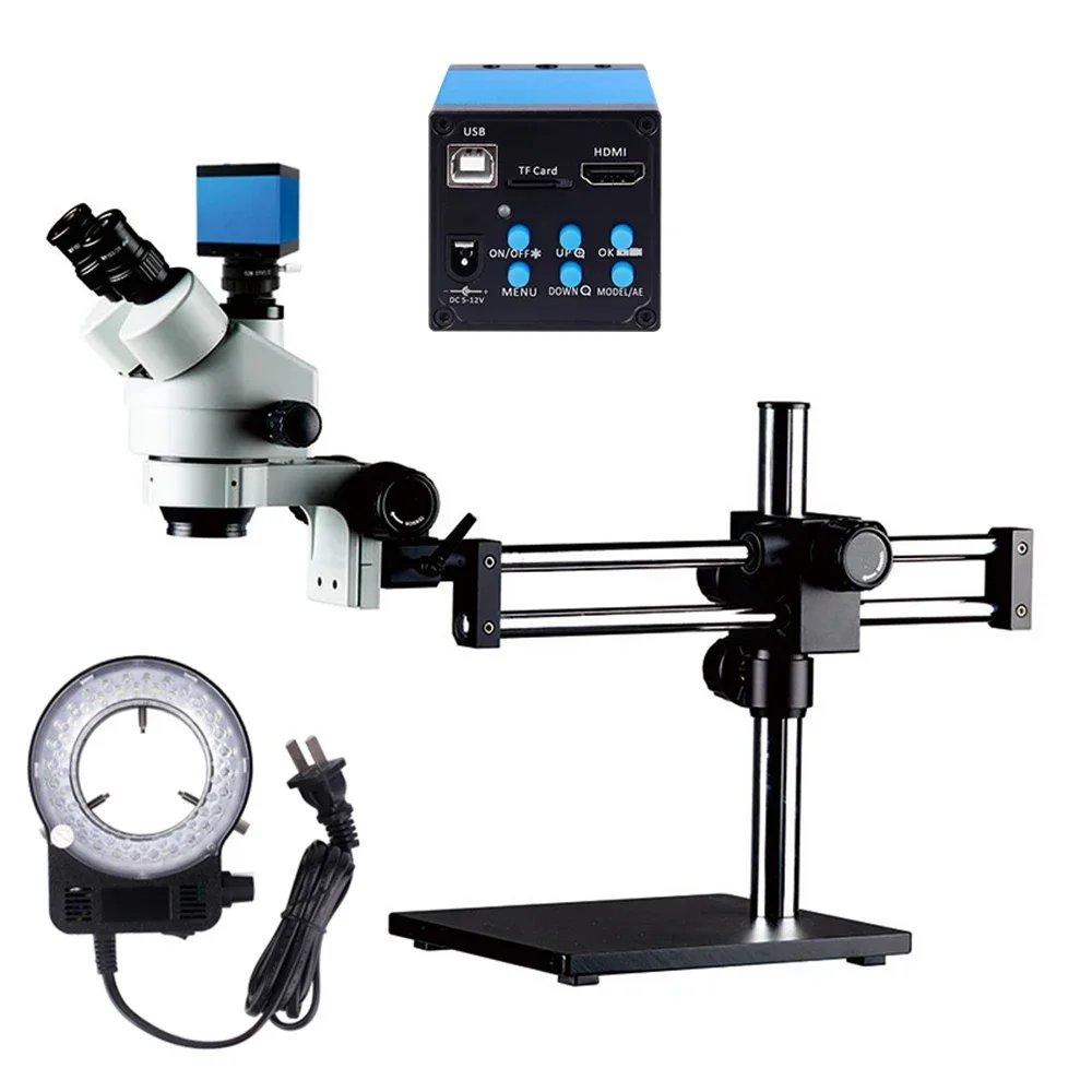 Trinocular Stereo Microscope 7X-45X - Microscopio estéreo trinocular con base estable