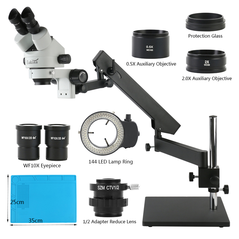 Trinocular Stereo Microscope 7X-45X - Soporte de Base de escritorio con