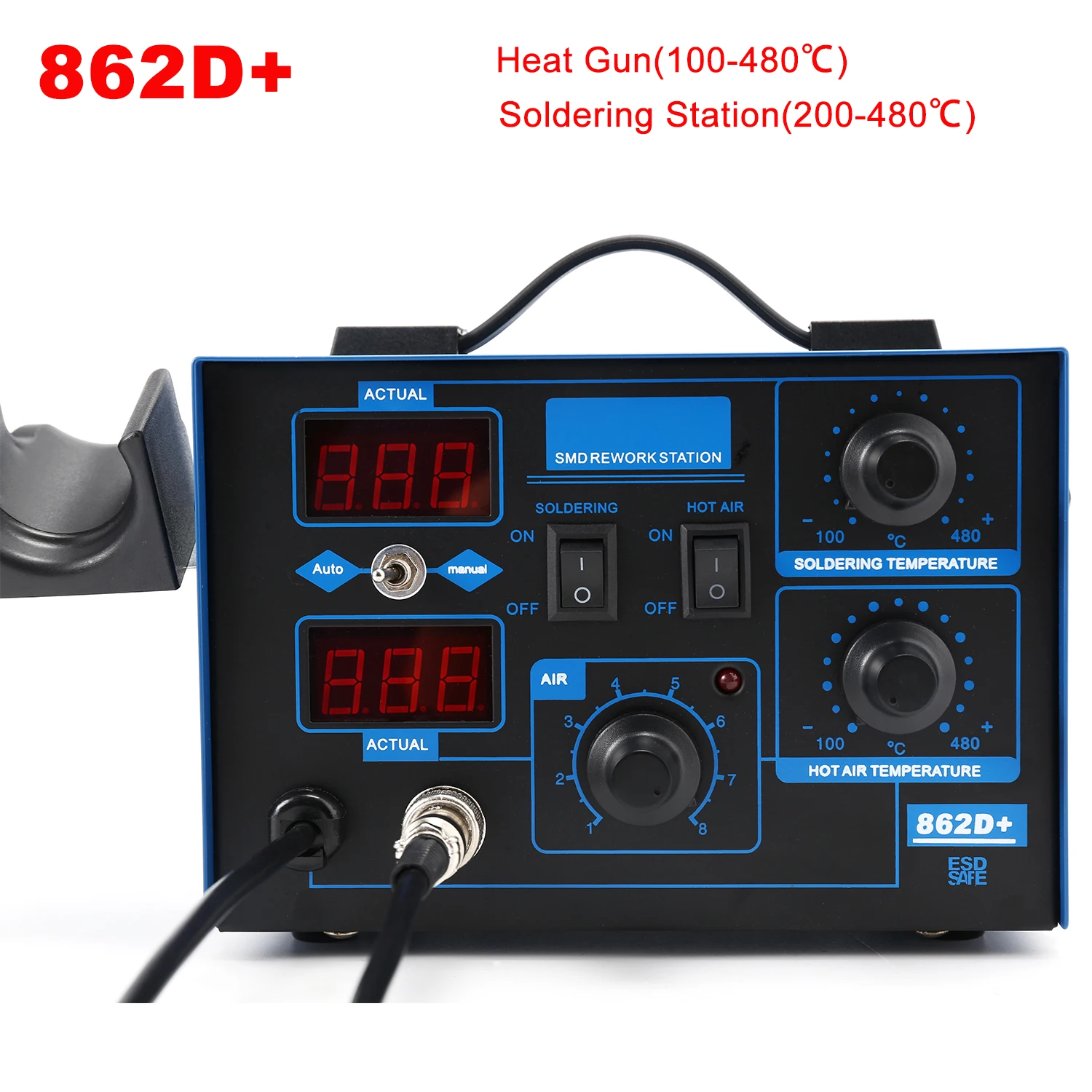 Estación de soldadura 862D+ 2  - 2 In 1 Soldering Rework Station 750W reseña y precio