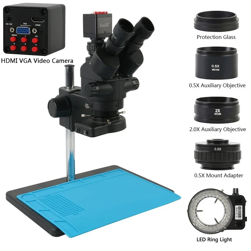 1080P 2K 4K 36MP VGA HDMI tipo - Trinocular Stereo Microscope 7X-45X reseña y precio
