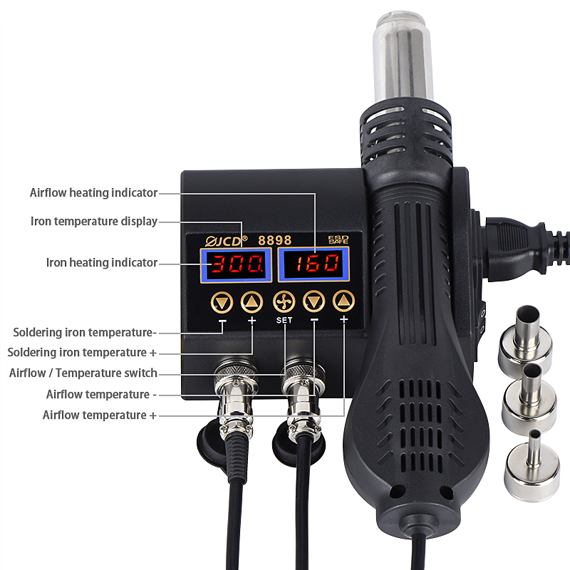 Pistola de aire caliente 2 en  - 2 In 1 Soldering Rework Station 750W reseña y precio