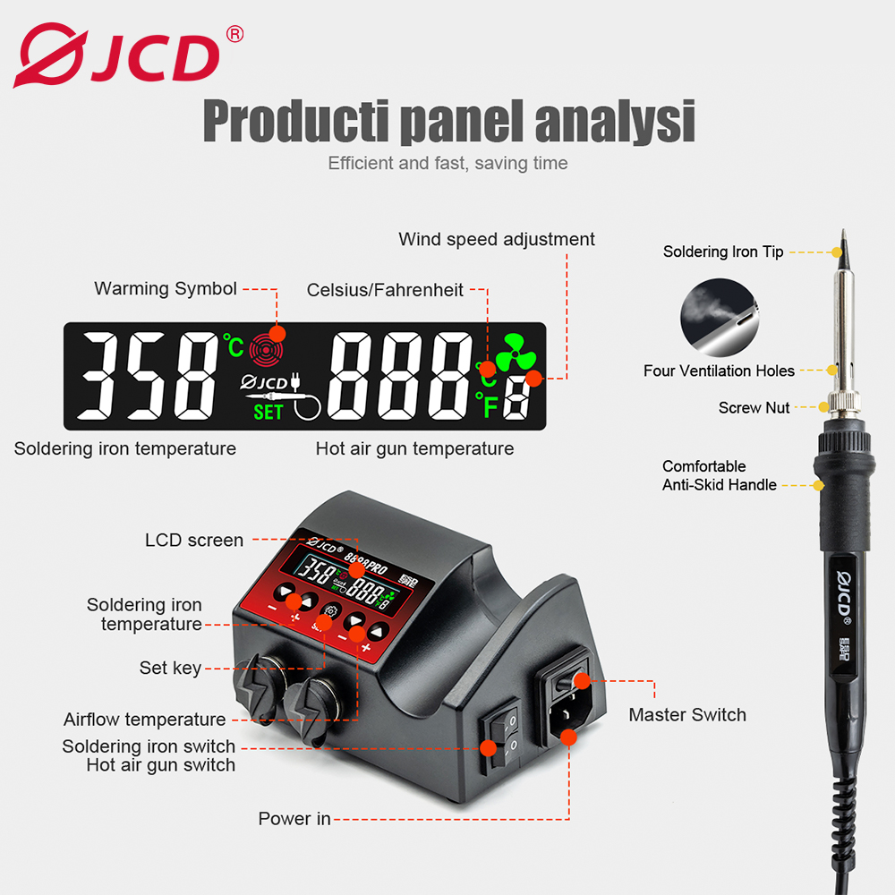 Estación de soldadura JCD 8898 - 2 In 1 Soldering Rework Station 750W reseña y precio
